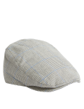 Linen Blend Checked Flat Cap