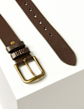 Leather Rectangular Buckle Denim Belt