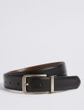 Leather Rectangular Buckle Reversible Belt