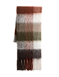 Chunky Gingham Tassel Scarf with Wool