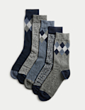 5 Pack Cool & Fresh&trade; Argyle Cotton Rich Socks