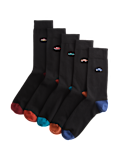 5 Pack Cool & Fresh&trade; Vintage Car Cotton Rich Socks