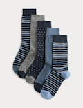 5 Pack Cool & Fresh&trade; Geo Cotton Rich Socks
