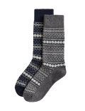 2pk Fair Isle Boot Socks