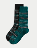 2pk Fair Isle Boot Socks