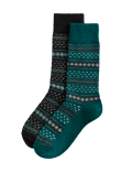 2pk Fair Isle Boot Socks