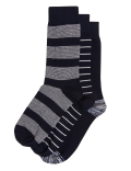 3pk Striped Organic Cotton Rich Socks