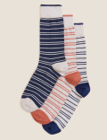 3pk Striped Organic Cotton Rich Socks