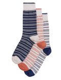 3pk Striped Organic Cotton Rich Socks