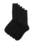 5 Pack Cotton Rich Ribbed Socks