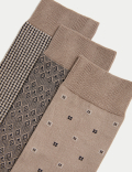 3pk Geometric Egyptian Cotton Rich Socks