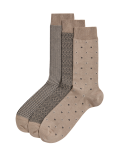 3pk Geometric Egyptian Cotton Rich Socks