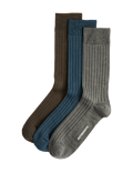 3 Pack Egyptian Cotton Rich Ribbed Socks