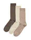 3pk Egyptian Cotton Rich Ribbed Socks
