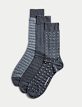 3pk Assorted Design Mercerised Cotton Blend Socks