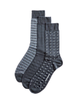 3pk Assorted Design Mercerised Cotton Blend Socks