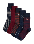 5pk Assorted Cotton Rich Woodland Socks