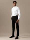 Slim Fit Cotton Stretch Grandad Collar Shirt