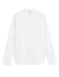 Slim Fit Cotton Stretch Grandad Collar Shirt