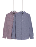 2pk Regular Fit Easy Iron Long Sleeve Checked Shirts
