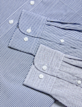 2pk Regular Fit Easy Iron Cotton Blend Striped Shirts