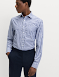 2pk Regular Fit Easy Iron Cotton Blend Striped Shirts