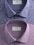 2 Pack Regular Fit Easy Iron Check Shirts