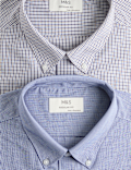 2 Pack Regular Fit Easy Iron Check Shirts