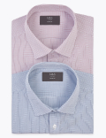 2 Pack Regular Fit Check Short Sleeve Shirts