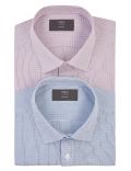 2 Pack Regular Fit Check Short Sleeve Shirts