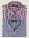 2 Pack Regular Fit Gingham Long Sleeve Shirts