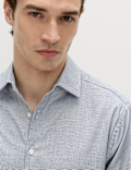 Regular Fit Pure Cotton Textured Luxury Shirt