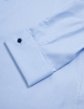 Slim Fit Double Cuff Herringbone Shirt