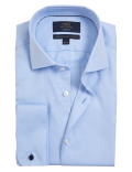 Slim Fit Double Cuff Herringbone Shirt