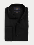 Regular Fit Pure Cotton Double Cuff Herringbone Shirt