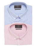 2 Pack Regular Fit Striped Oxford Shirts