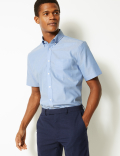 Pure Cotton Tailored Fit Short Sleeve Oxford Shirt