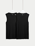 2pk Sport Sleeveless Vest with Stretch