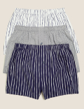 3 Pack Pure Cotton Striped Woven Boxers