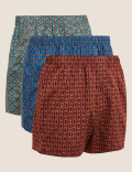 3pk Pure Cotton Pattern Woven Boxers