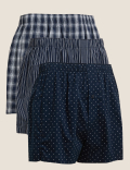 3pk Pure Cotton Pattern Woven Boxers