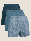 3pk Pure Cotton Printed Woven Boxers