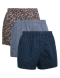 3pk Pure Cotton Bird Print Woven Boxers
