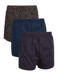 3pk Pure Cotton Assorted Woven Boxers
