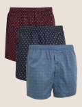 3pk Pure Cotton Assorted Woven Boxers
