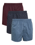 3pk Pure Cotton Assorted Woven Boxers