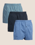 3pk Pure Cotton Printed Woven Boxers