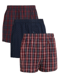 3pk Pure Cotton Assorted Woven Boxers