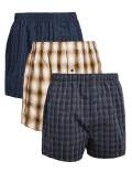 3pk Pure Cotton Checked Boxers