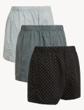 3pk Pure Cotton Geometric Woven Boxers